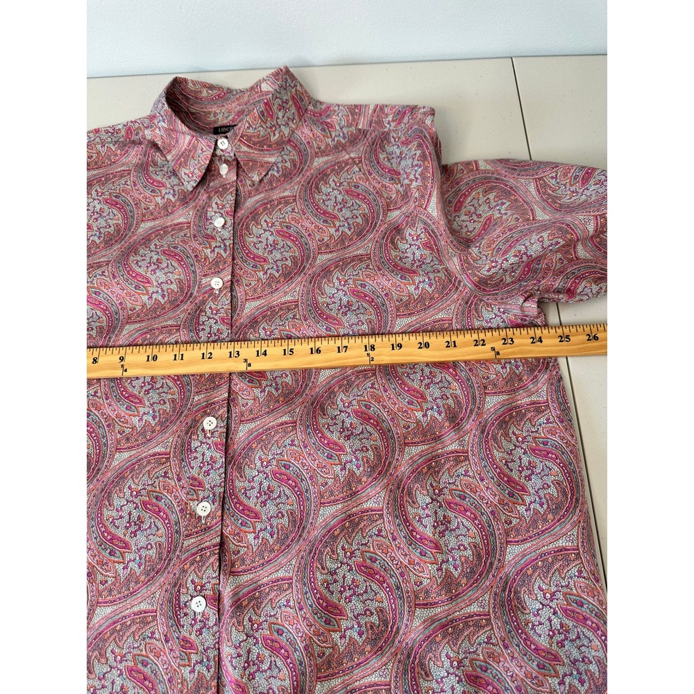 Liberty of London Cotton Button Down Shirt Size 14 Pink Paisley Long Sleeve - Picture 4 of 7